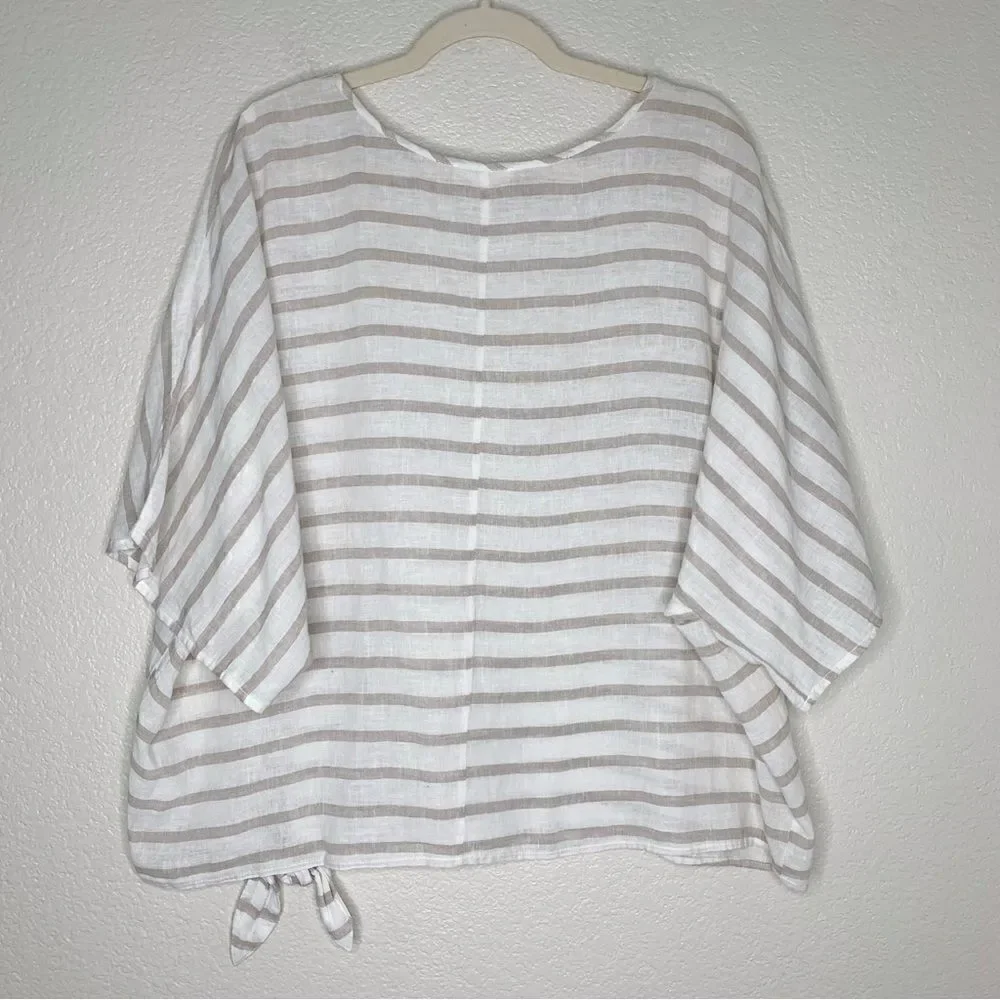 Beachlunchlounge Linen Cotton Blend Women’s Size XL Lucy Striped Top